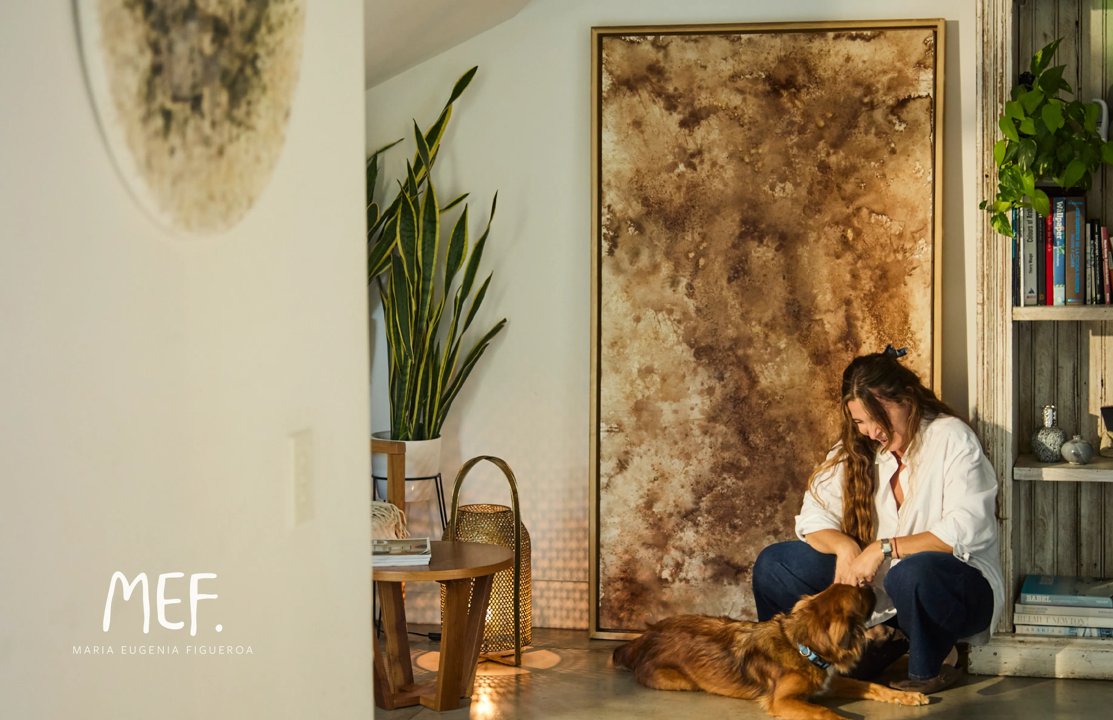 MEF piece with the artist in her studio